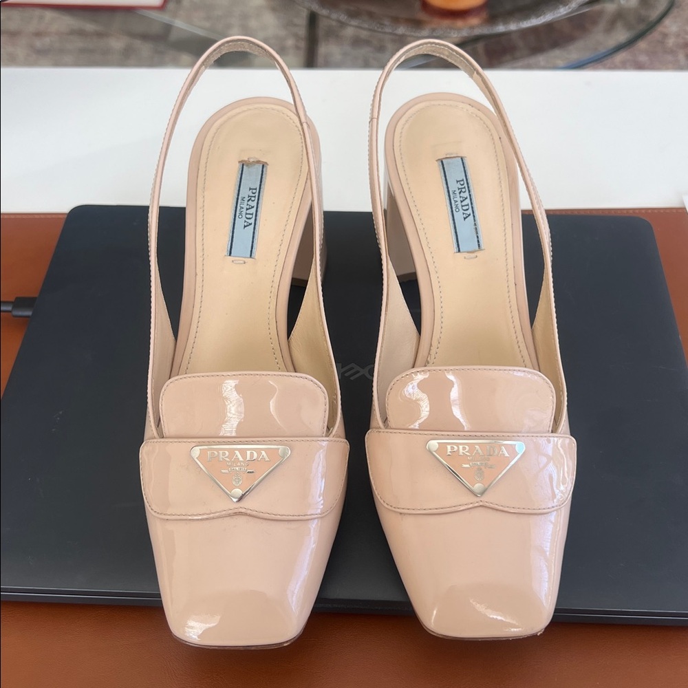 Blush/nude Prada block heel mules size 38 (8 US) - Picture 7 of 9
